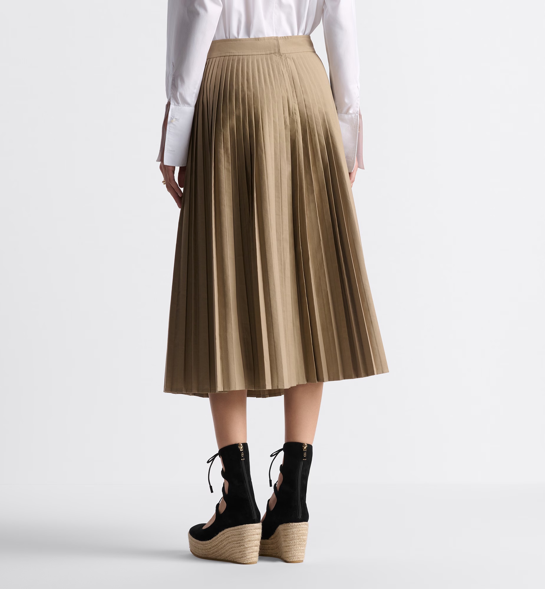 Shop Dior Pleated Mid-length Skirt In Nude