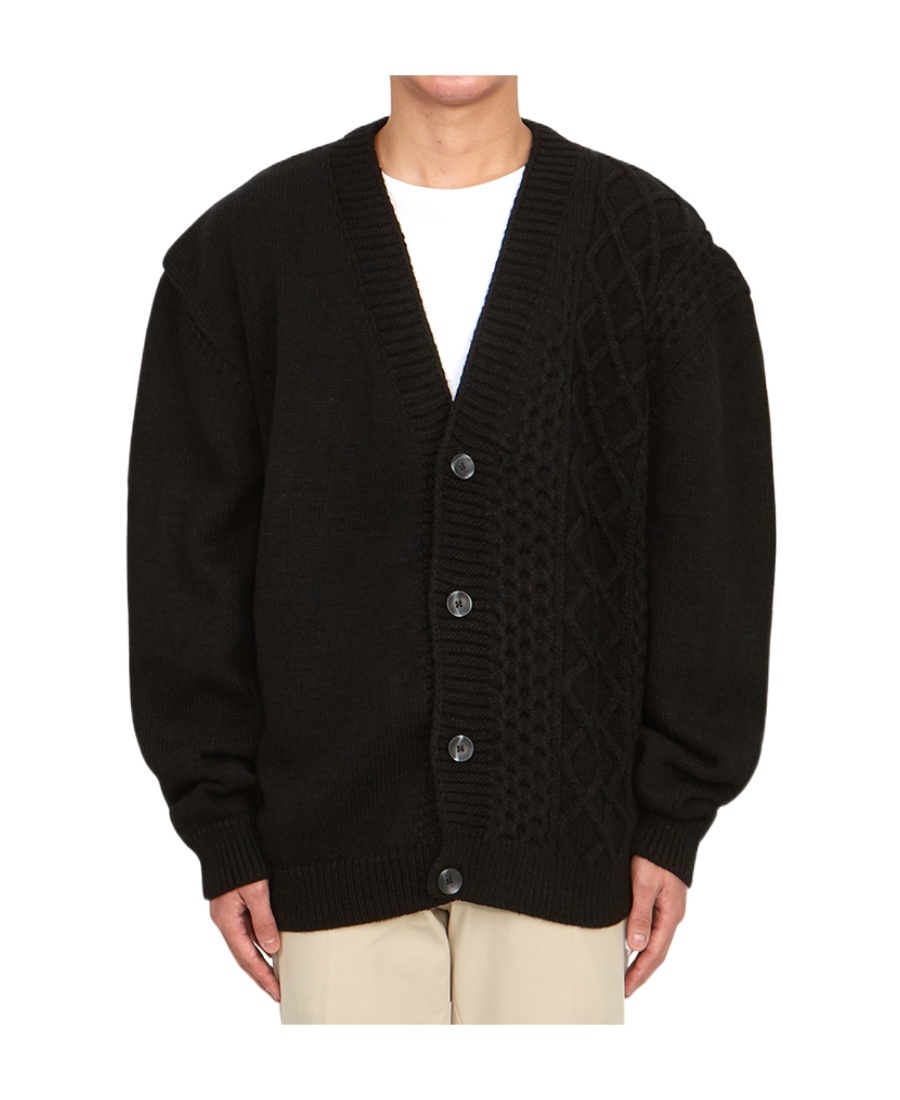 Family First V-neck Long-sleeved Sweater In Black