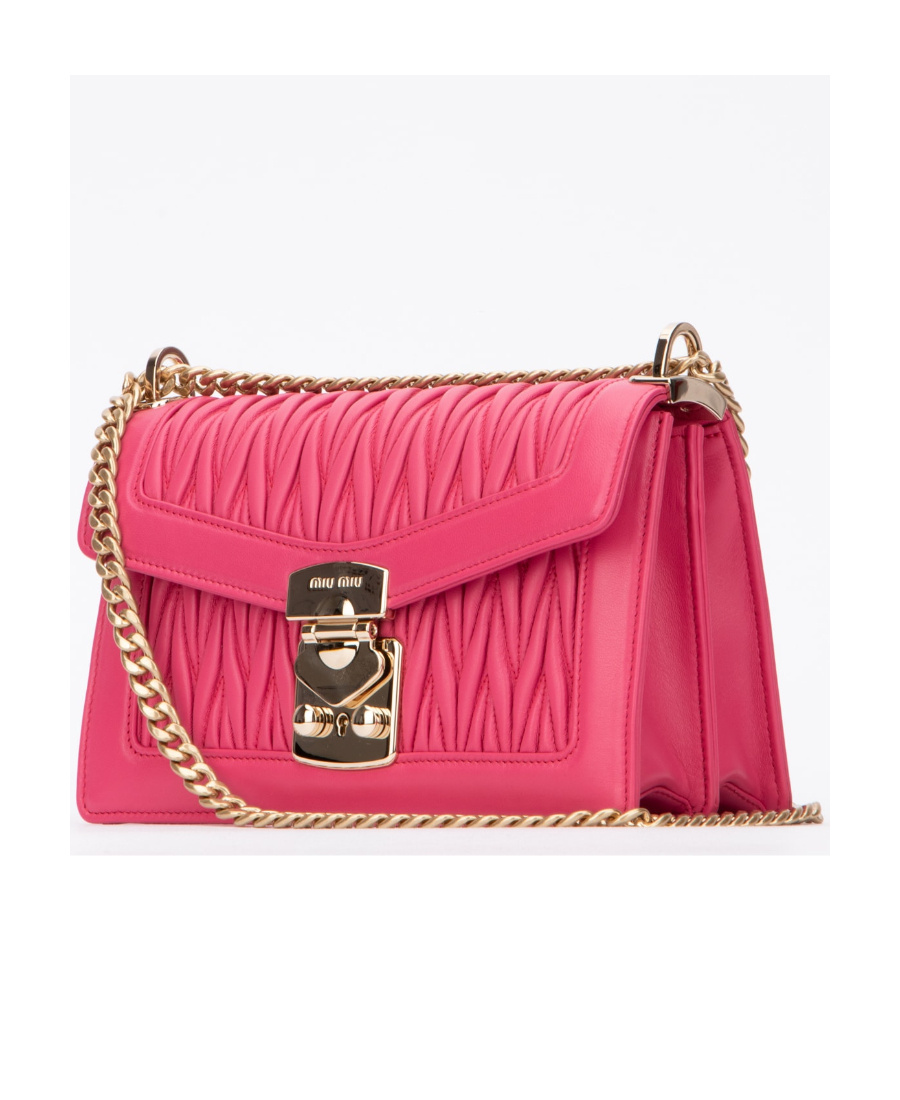 Miu Miu Confidential Matelassé Embossed Logo Shoulder Bag In Pink