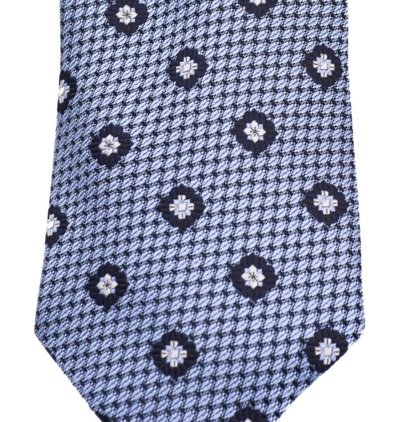 Zegna Patterned Ties With Pointed Tip And Texture In Blue