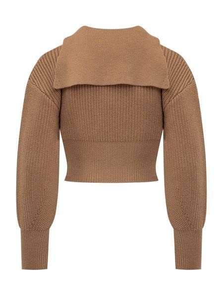 Marine Serre Half Cardigan Knit Sailor Sweater In Brown