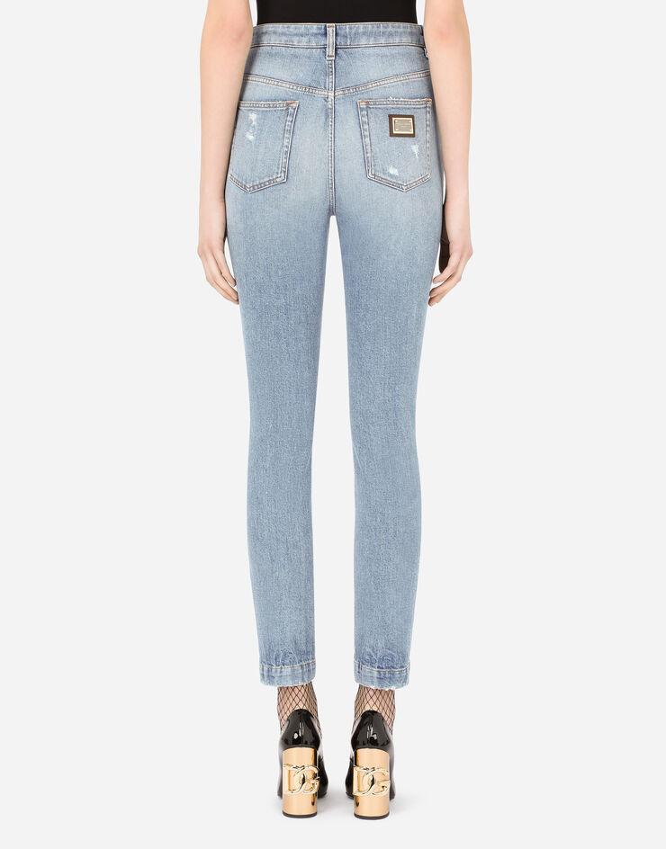 Dolce & Gabbana Audrey Cotton Ripped Jeans In Blue