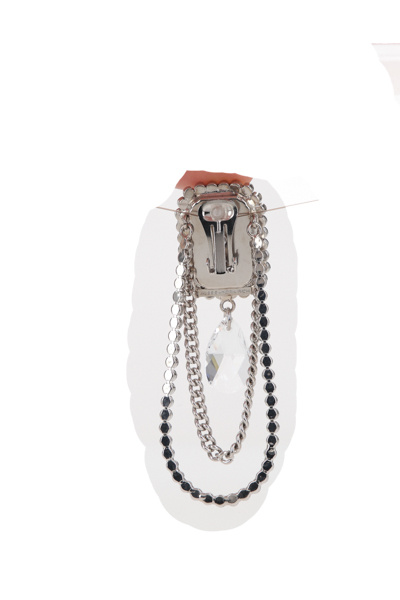 Alessandra Rich Crystal-embellished Drop Chain Earrings In Silver