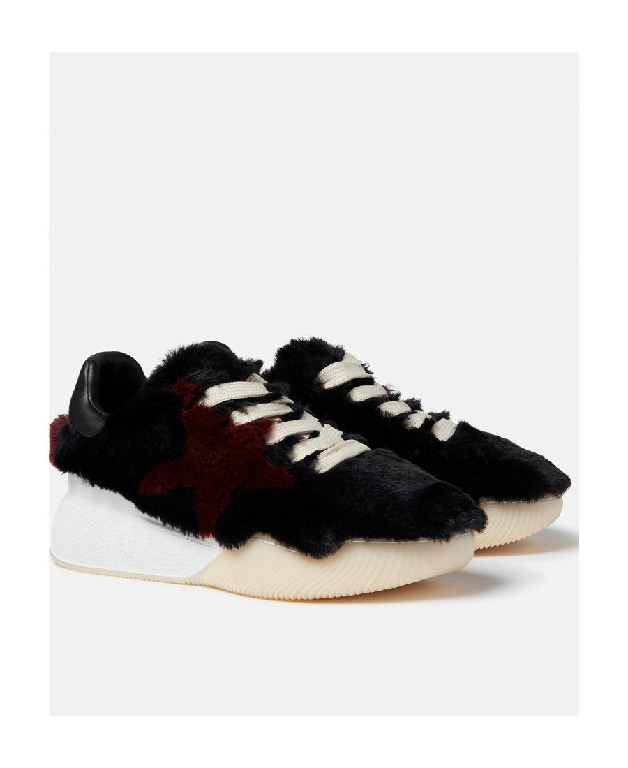 Stella Mccartney Loop Faux-fur Sneakers In Black