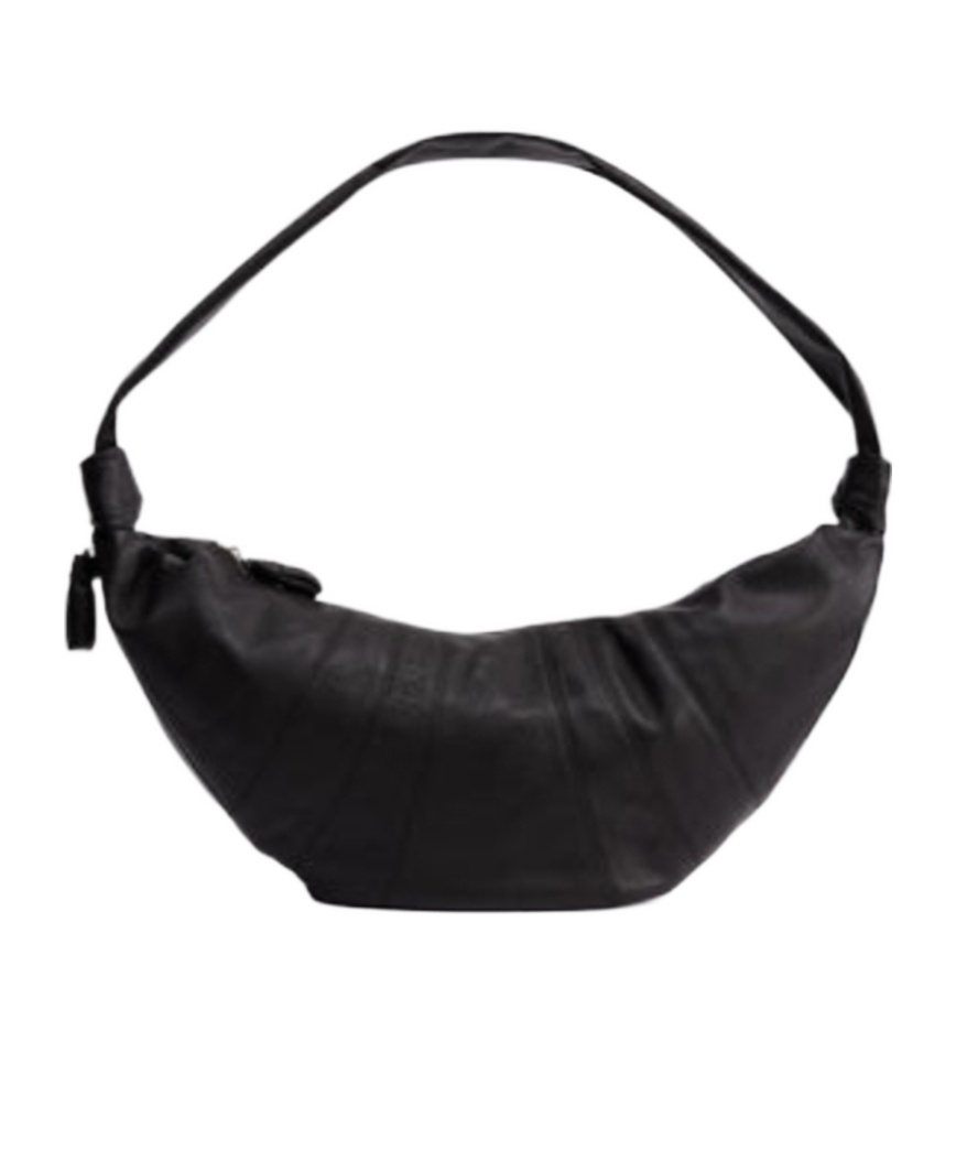 Lemaire Curved-edge Leather Shoulder Bag In Black