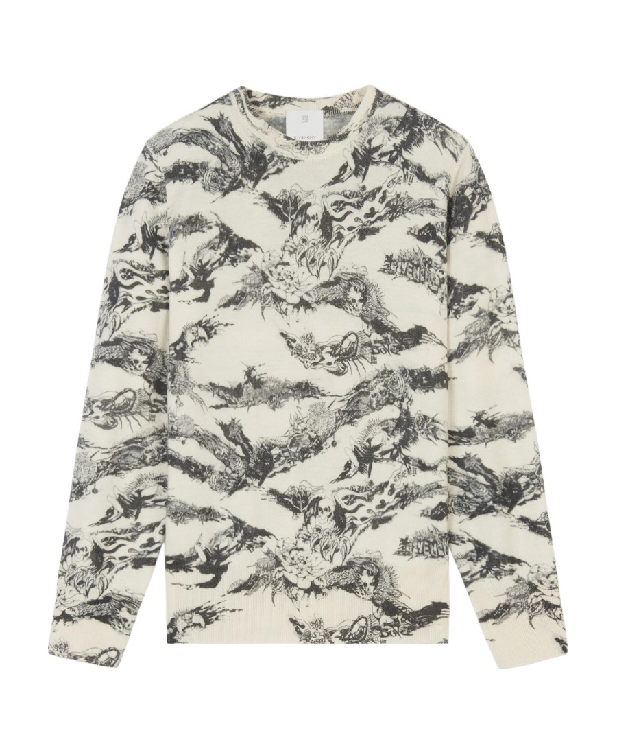 Givenchy Round-necked Printed Sweater In White