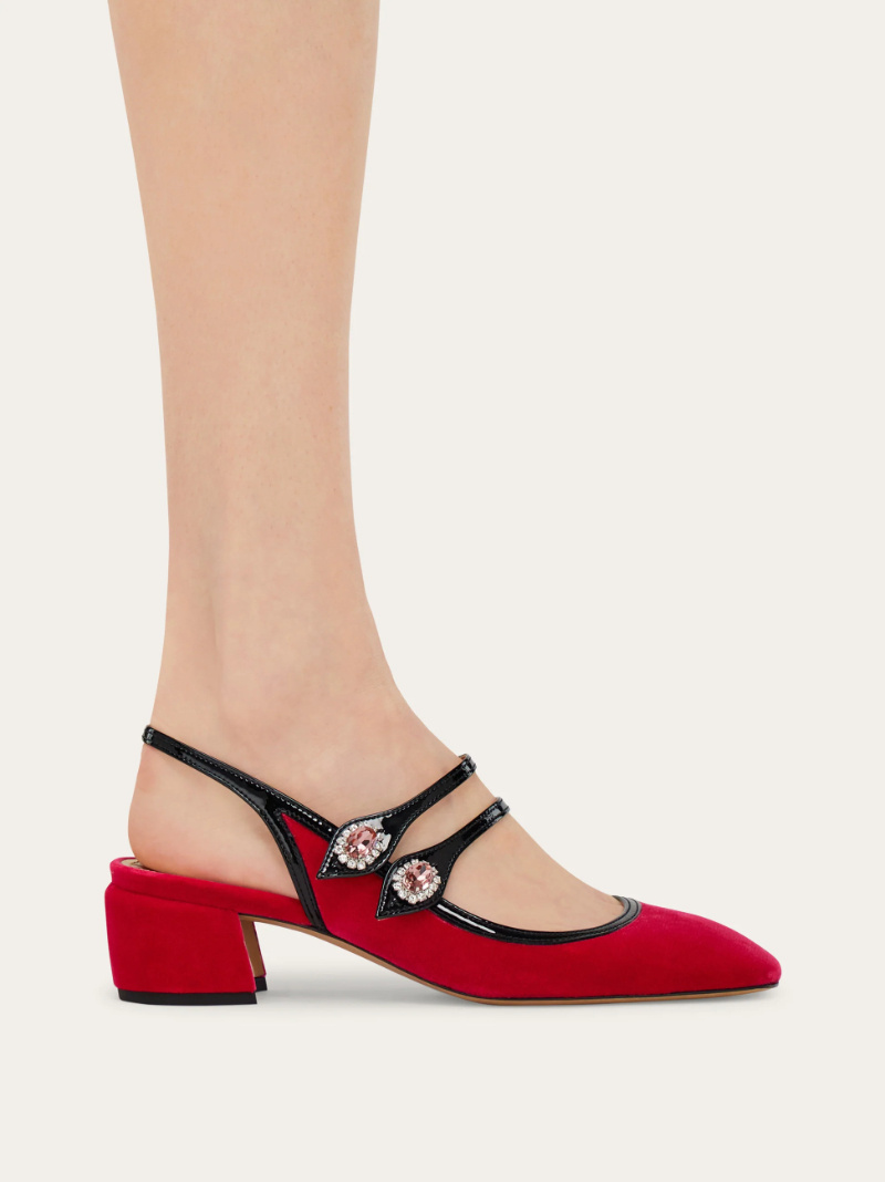 Ferragamo Crystal Embellished Mary Jane In Multi