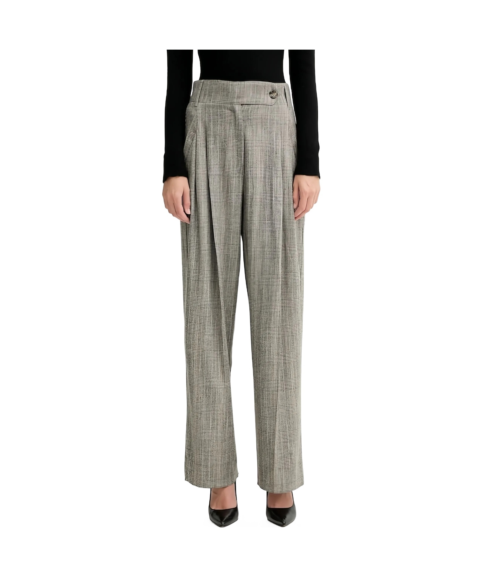 Marella Pleated Check Trousers In Gray