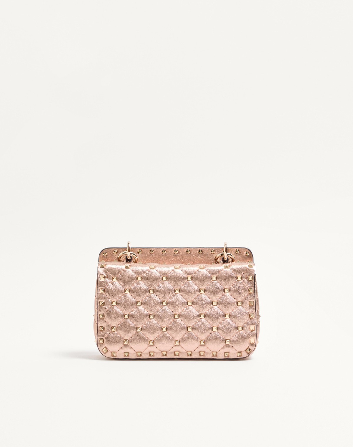 Valentino Small  Garavani Rockstud Spike Bag In Laminated Nappa In Pink