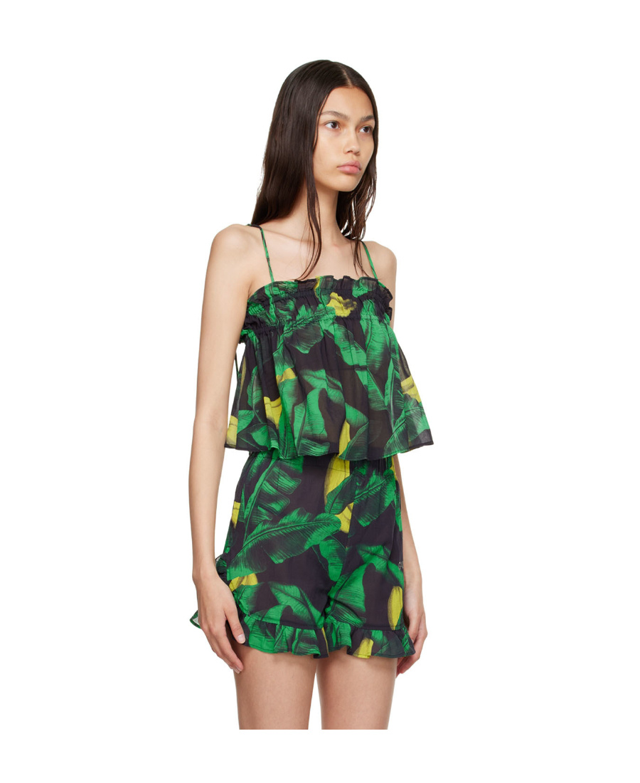 Ganni Banana Tree-print Cami Top In Black