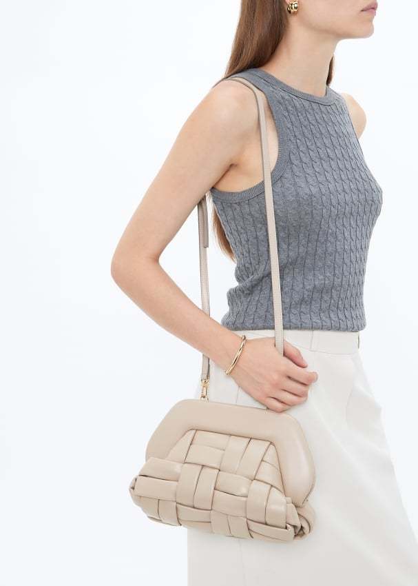 Themoirè Locking Shoulder Bag In Nude