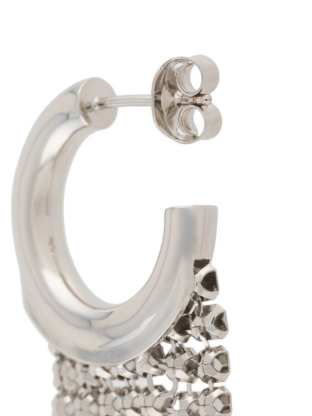 Rabanne Silver Tone Pixel Chain Mail Earrings In White