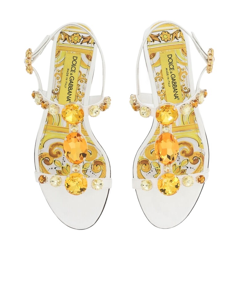 Shop Dolce & Gabbana Bianca Leather Sandals In White