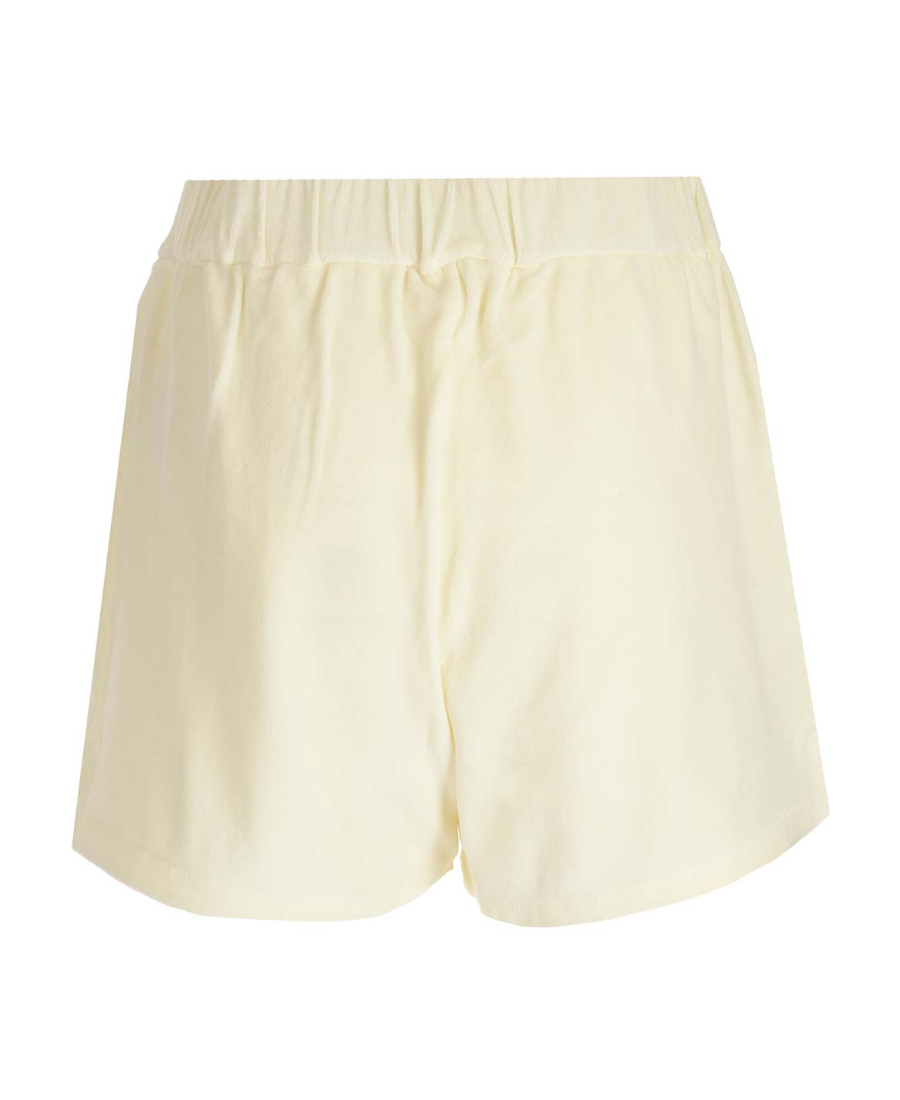 Moncler Logo-patch Velour Shorts In Nude