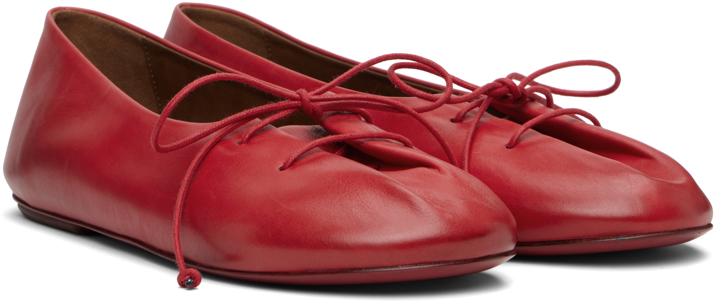 Marsèll Girella Leather Ballerina Shoes In Red