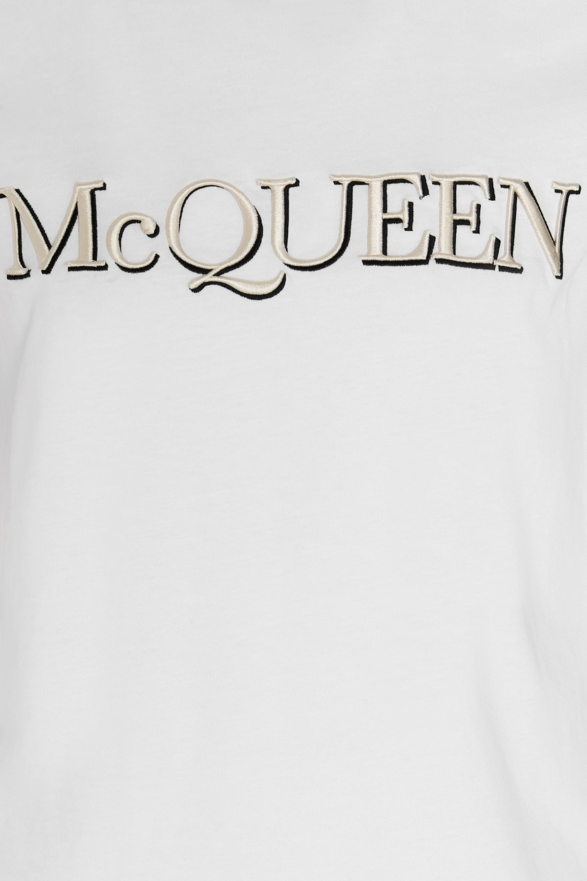 Alexander Mcqueen White Embroidered Logo T-shirt In White