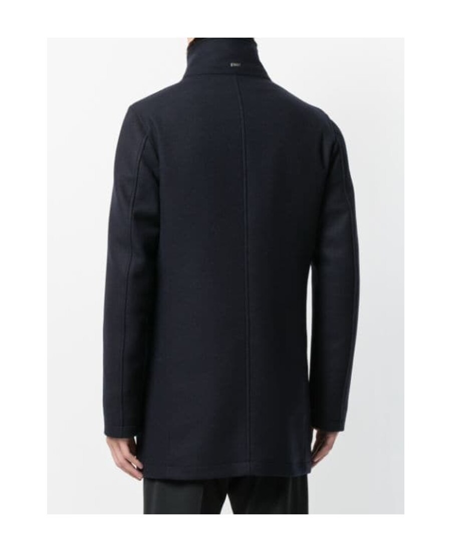 Herno Detachable Fur Collared Car Coat In Black