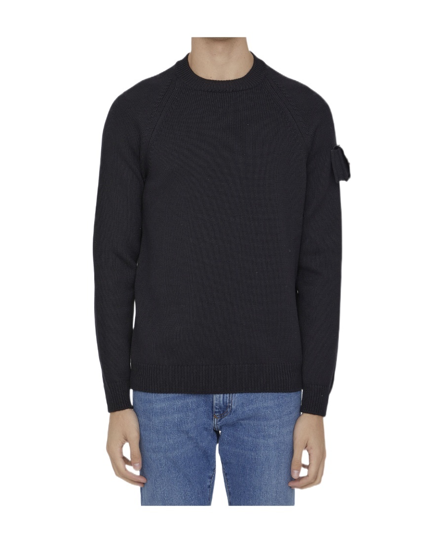 Fendi Ribbed Wool Crewneck Sweater In Black