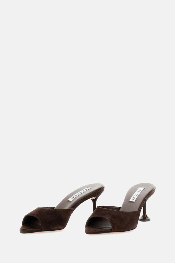 Aquazzura 65mm Bisous Fluted-heel Suede Sandals In Black