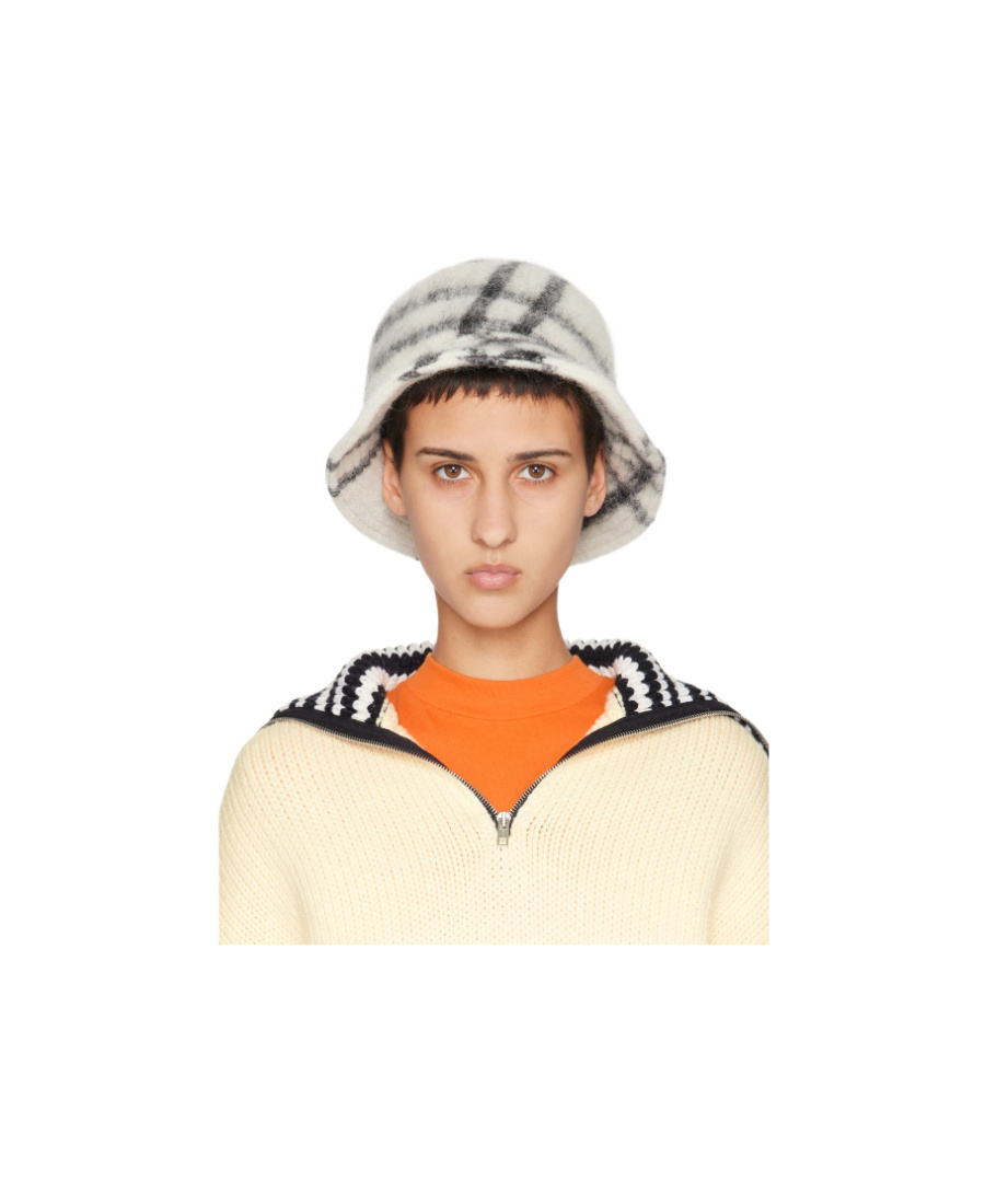 Shop Marni Checkered Hat In Nude