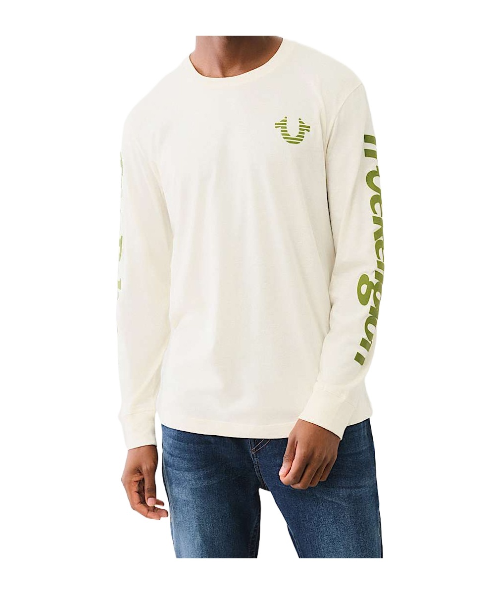 True Religion True Flag Long Sleeve Tee In White