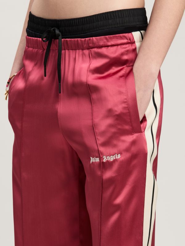 Palm Angels Logo Embroidered Straight Leg Pants In Red