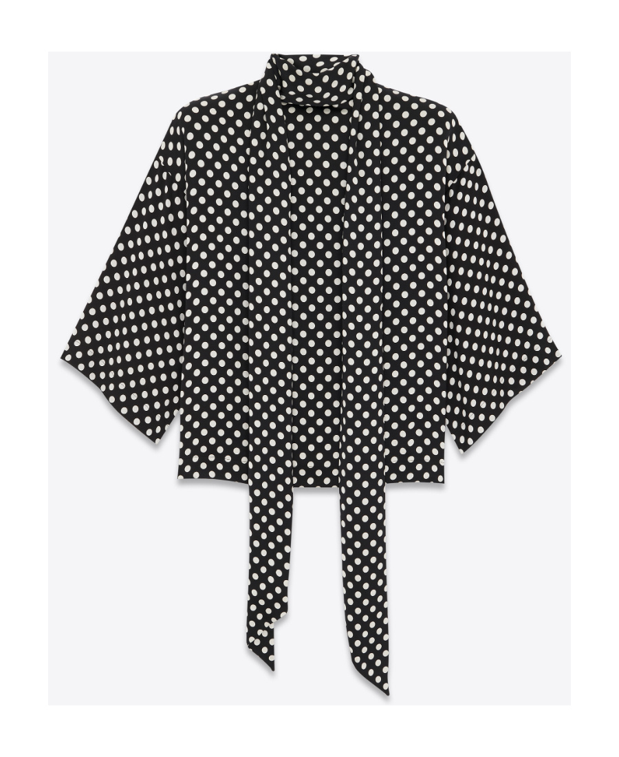 Saint Laurent Satin Blouse In Black