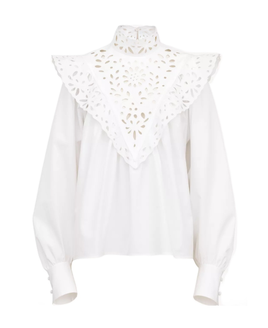 Chloé High-neck Broderie Anglaise Blouse In White