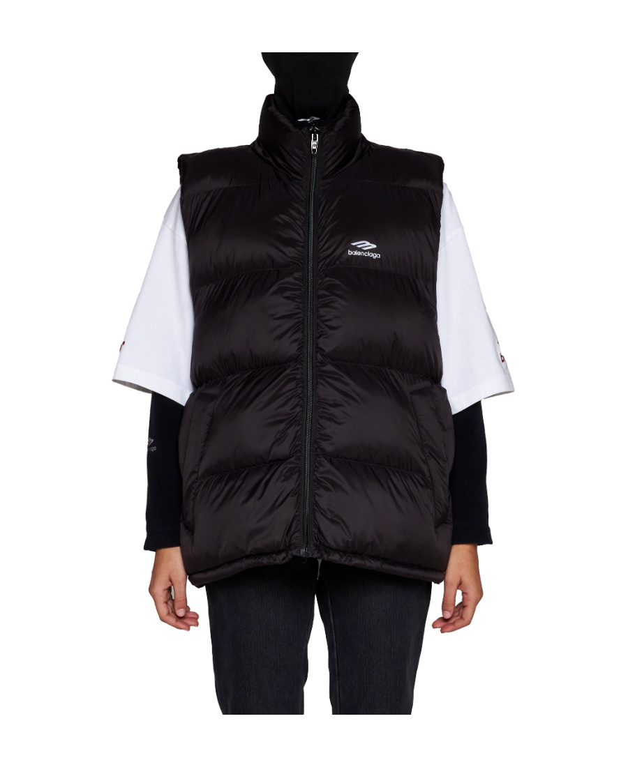 Balenciaga Quilted Nylon Puffer Vest In Black
