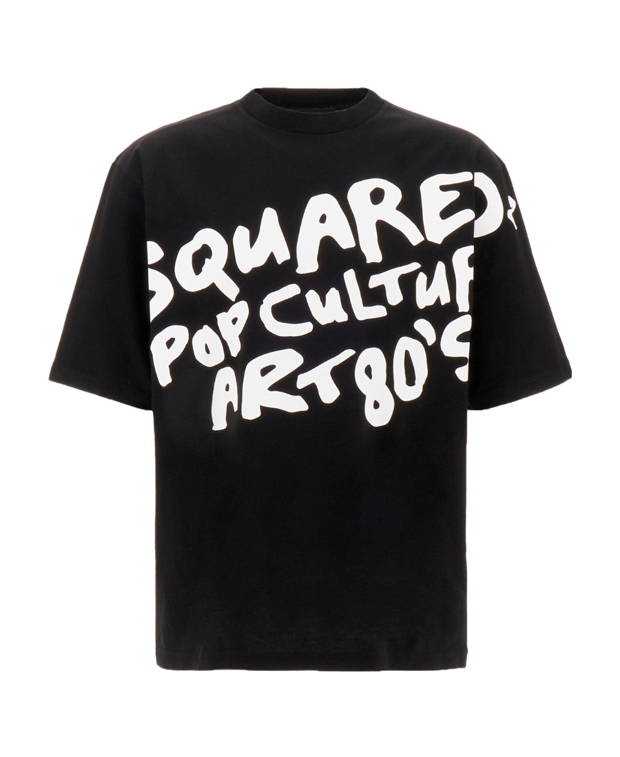 Dsquared2 Slogan-print Cotton T-shirt In Black