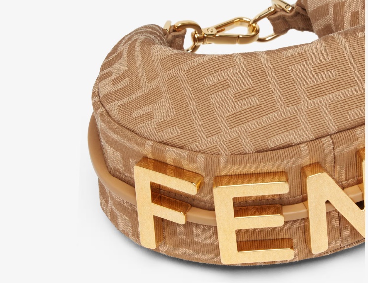 Fendi Mini Graph Crescent Bag In Brown