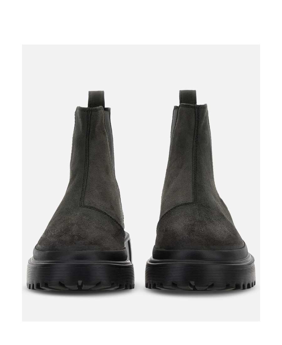 Hogan Man Ankle Boots Grey Size 8.5 Leather In Black