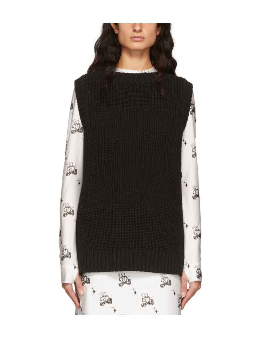 We11 Done Cotton Rib Knitted Vest In Black