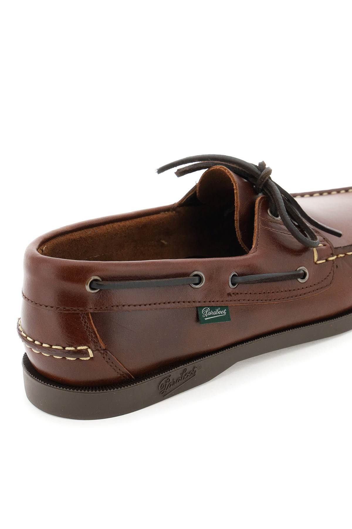 Paraboot Curled Toe Leather Moccasins With Lace-up Detailing In Brown
