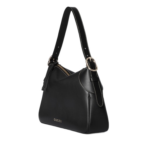 Gucci Gg Emblem Shoulder Bag Medium Size In Black