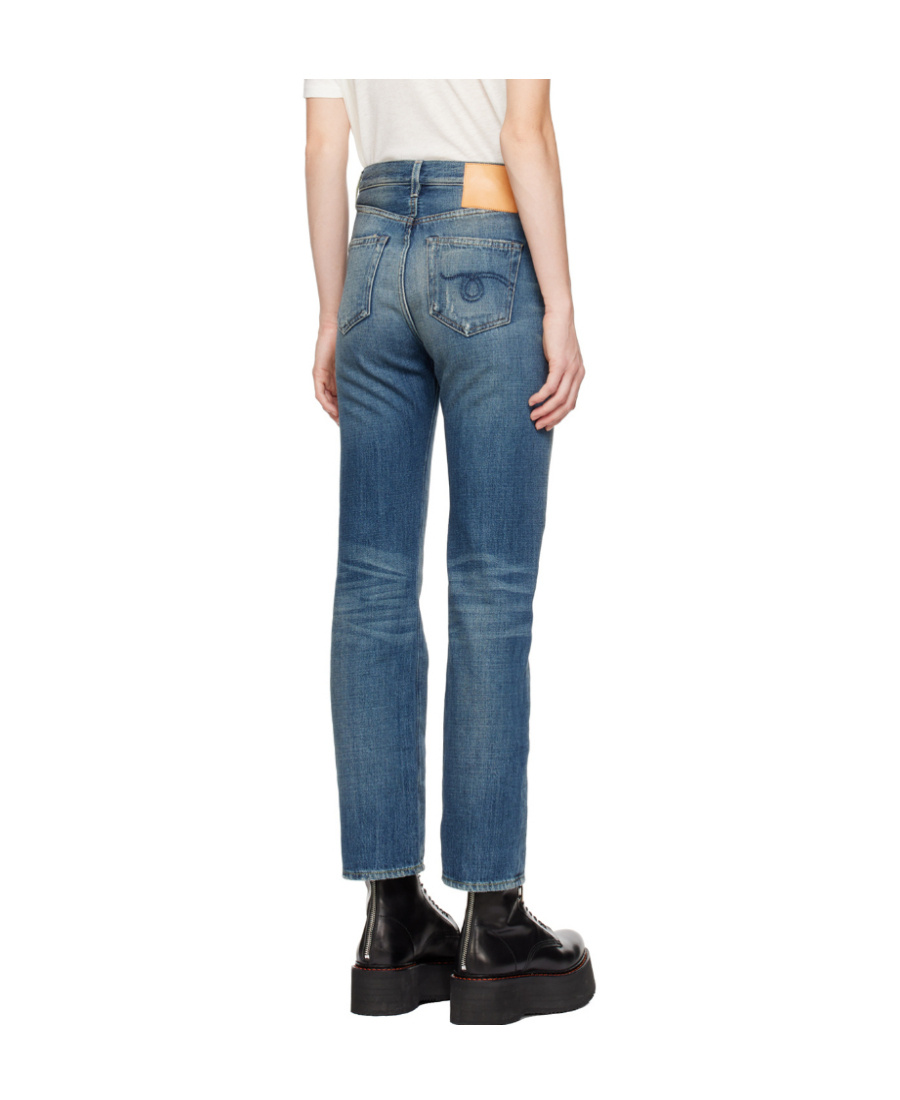 R13 Washed Cropped Jeans In Blue