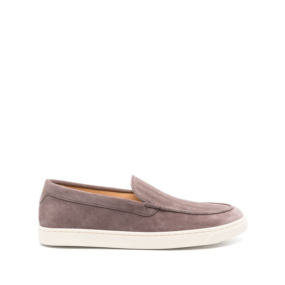 Brunello Cucinelli Suede Calf Leather Slip-on In Grey In White