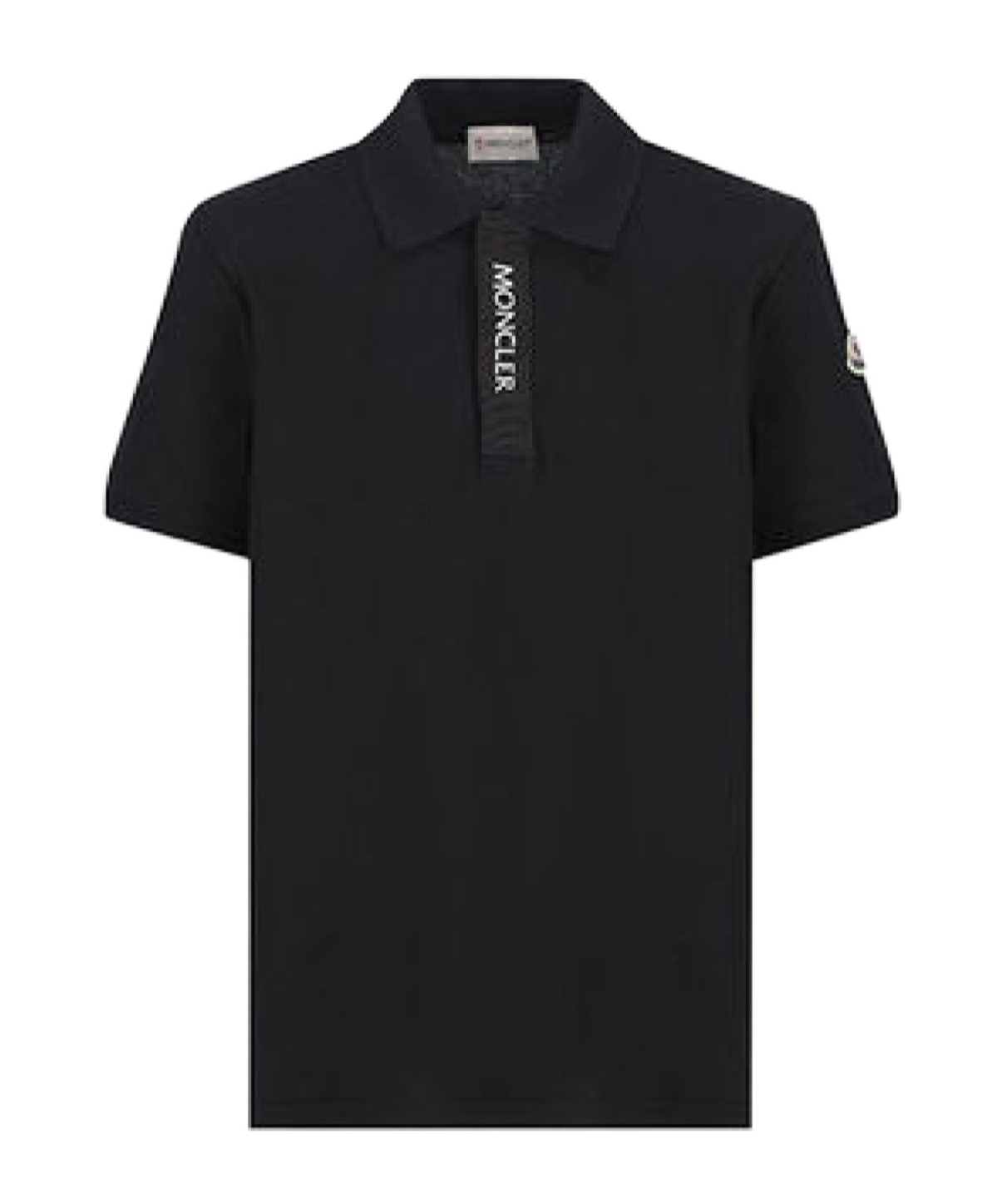 Moncler Logo-patch Cotton Polo Shirt In Black