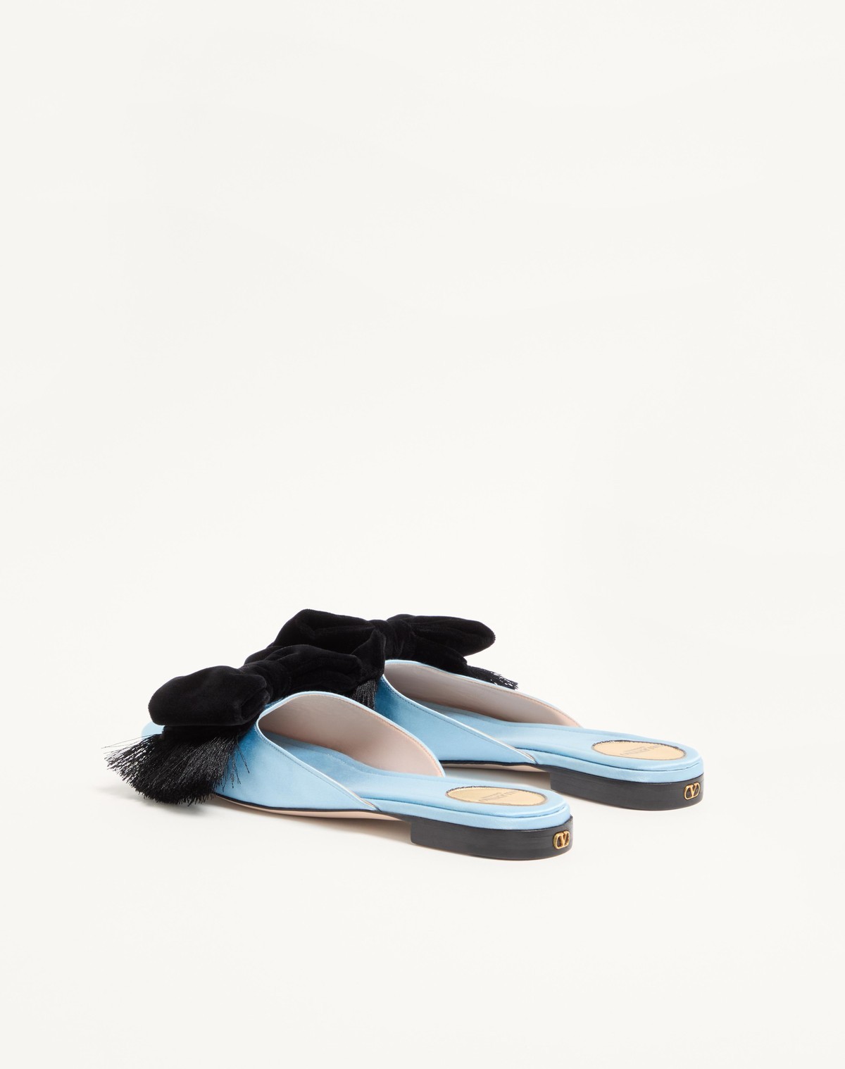 Valentino Reinette Satin Mule In Blue