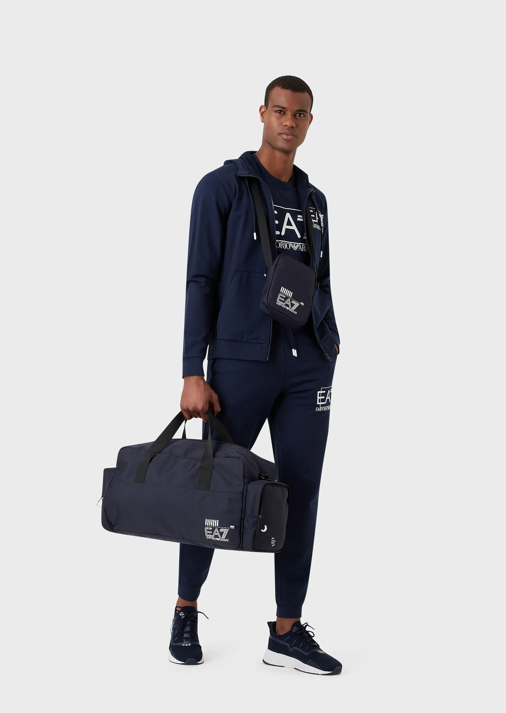 Ea7 Logo And Hat Casual Jacket In Blue
