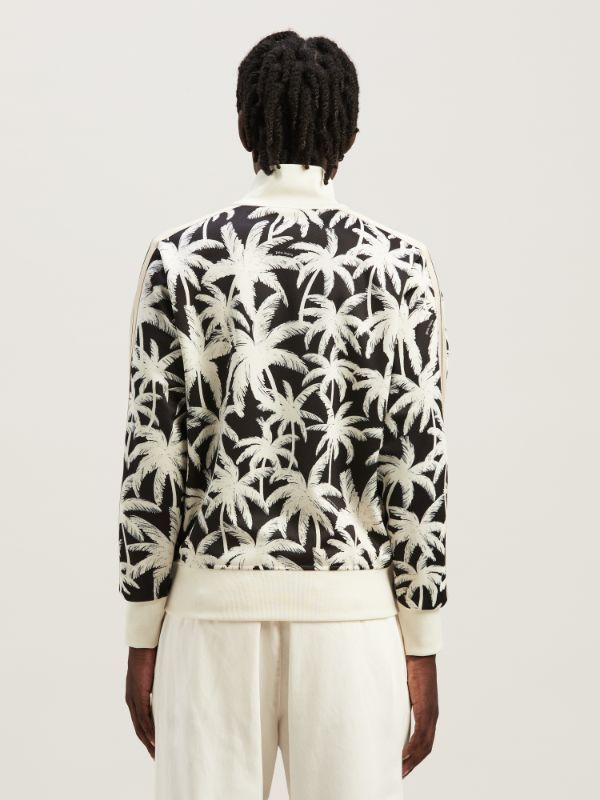Palm Angels Palm-printed Side Stripe Detailed Track Jacket In White