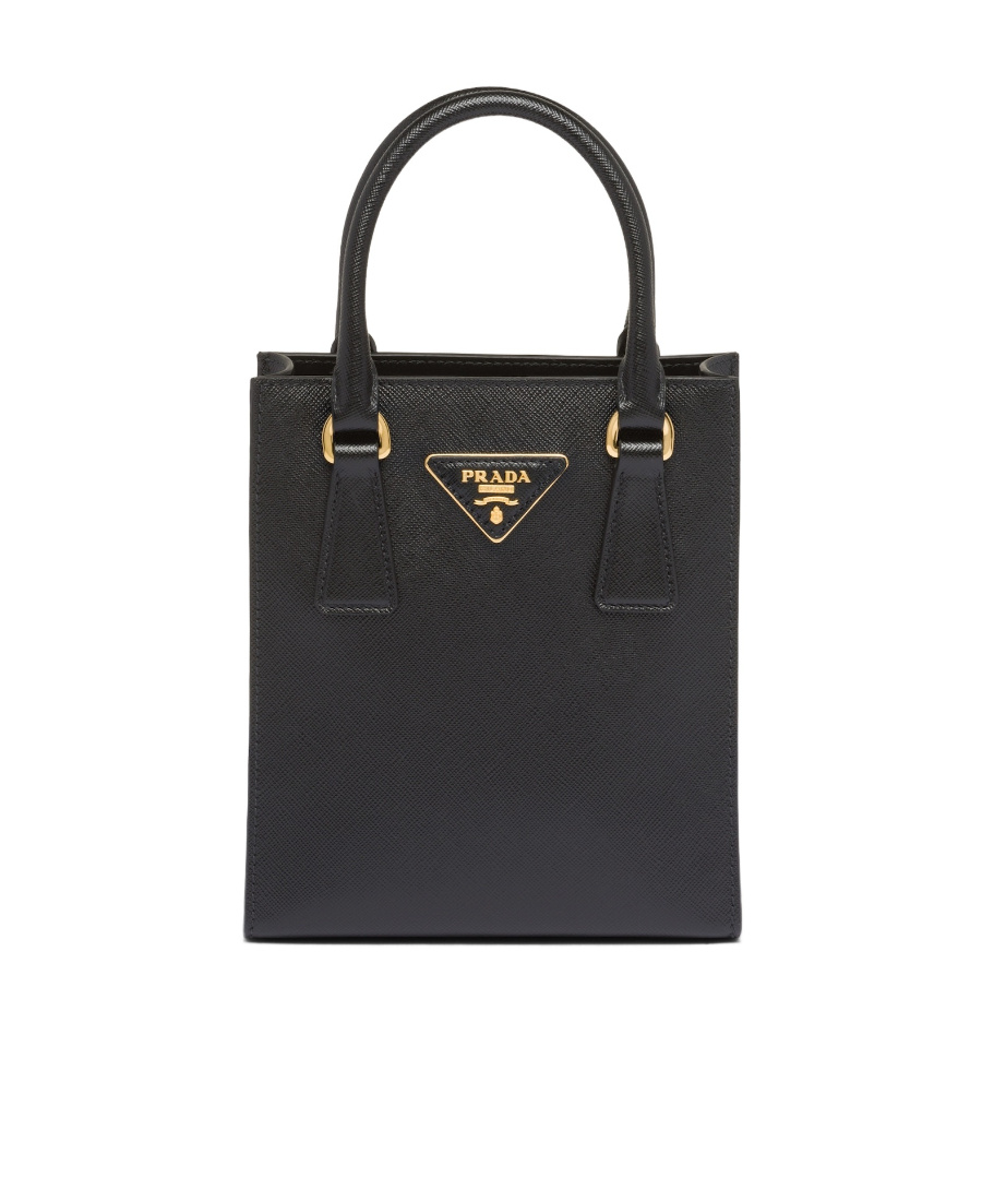 Shop Prada Saffiano Leather Handbag In Black