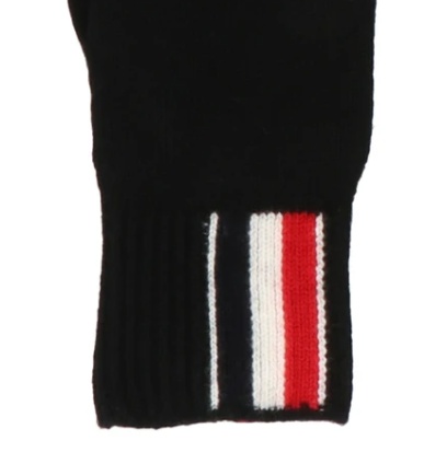 Thom Browne Rwb-stripe Merino Wool Gloves In Black