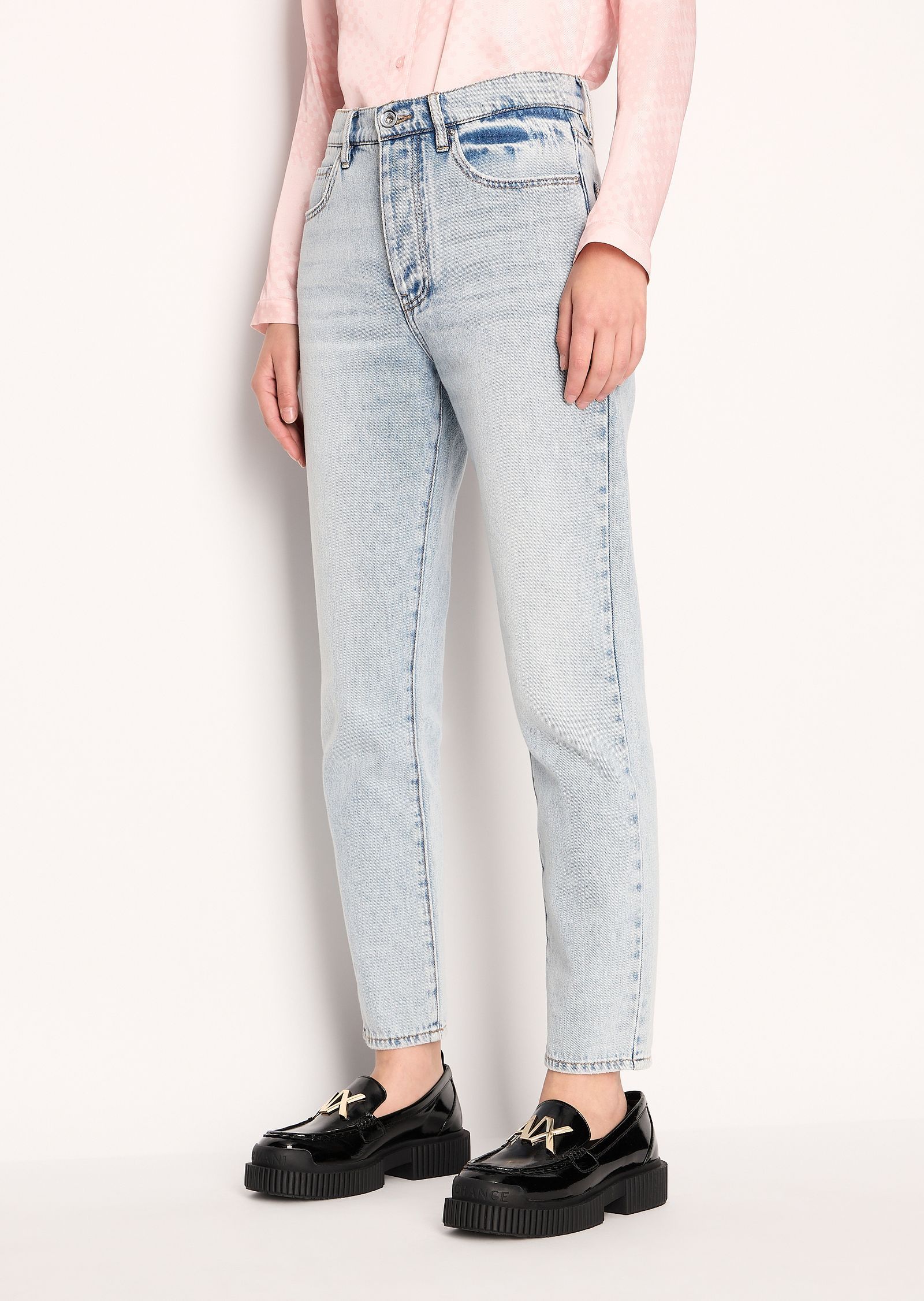 Armani Exchange Belt Loop Denim Trousers In Gray