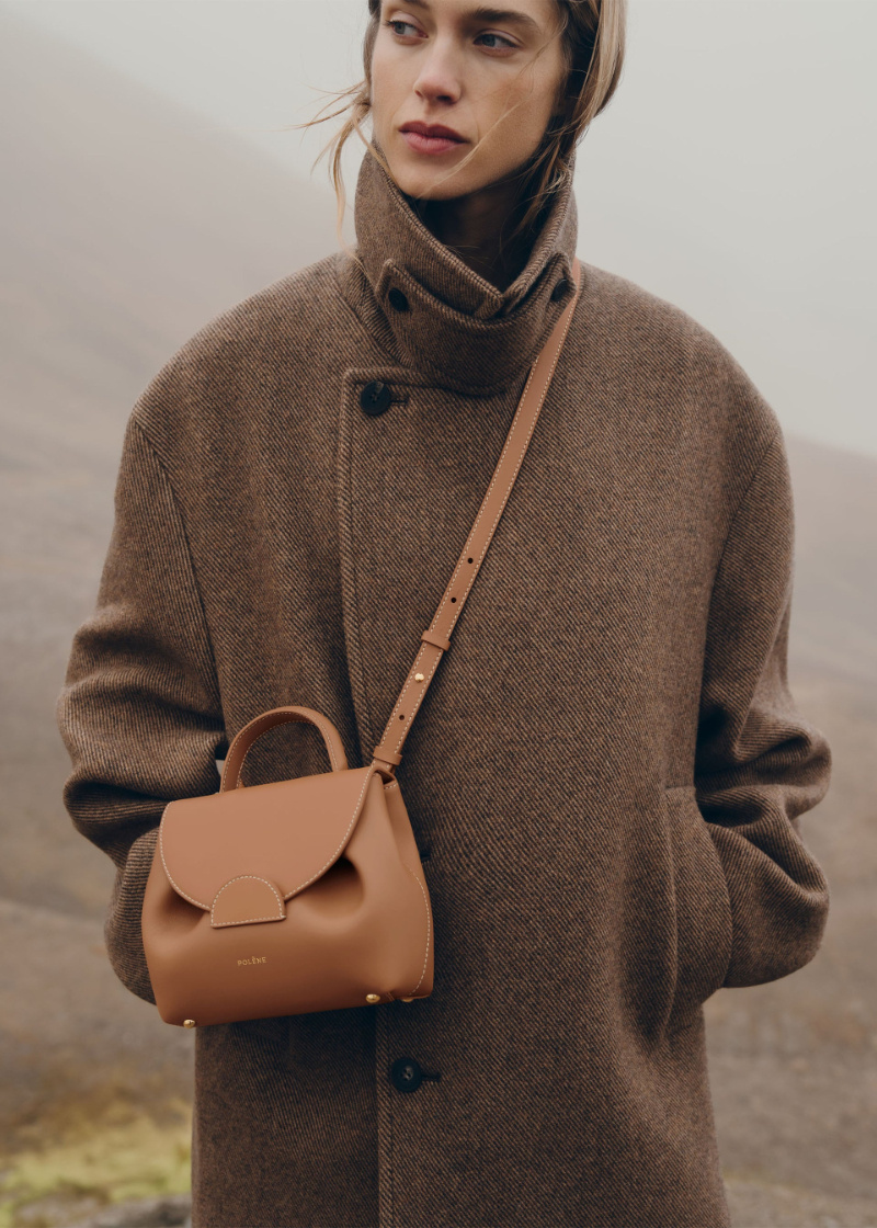 Polene Flap Shoulder Bag In Brown