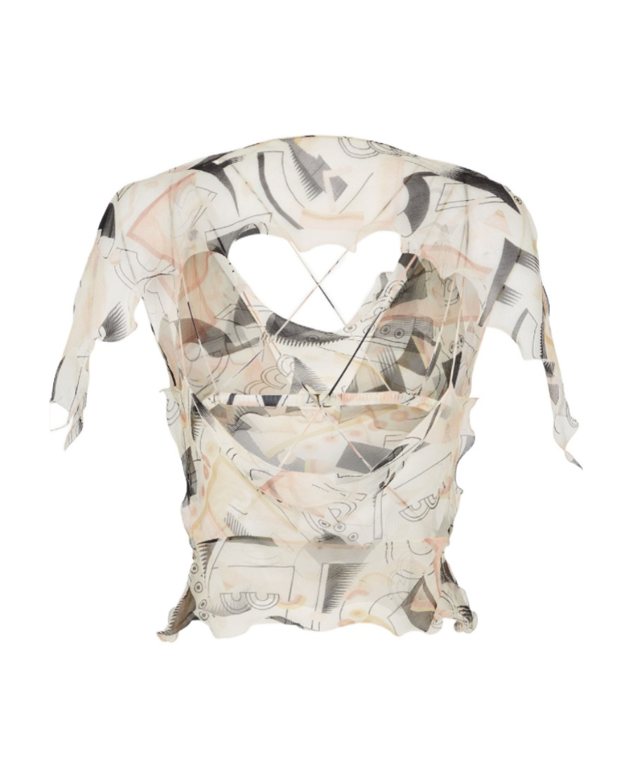 FENDI ABSTRACT-PRINT SILK BLOUSE 