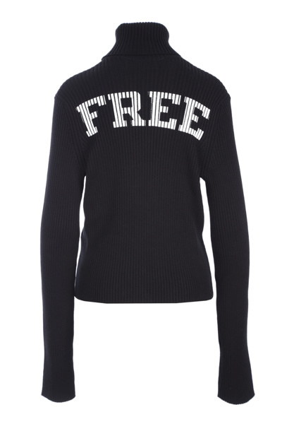 Balenciaga Lace-up Fitted Turtleneck Knitwear Black In Animal Print