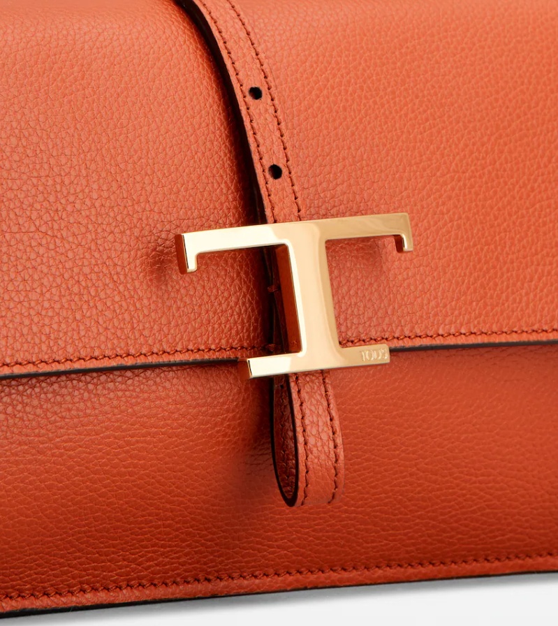 Tod's T Timeless Leather Mini Clamshell Bag In Red