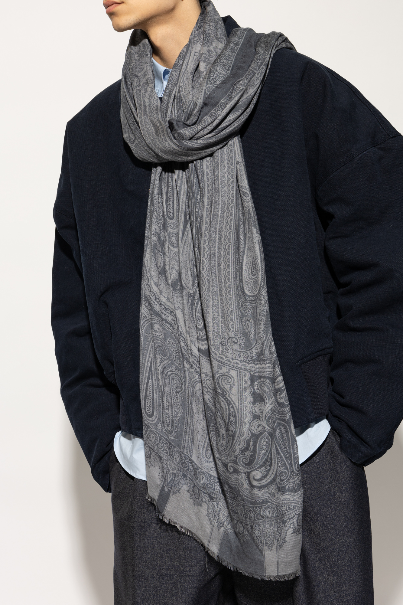 Etro Pattern Scarf In Gray