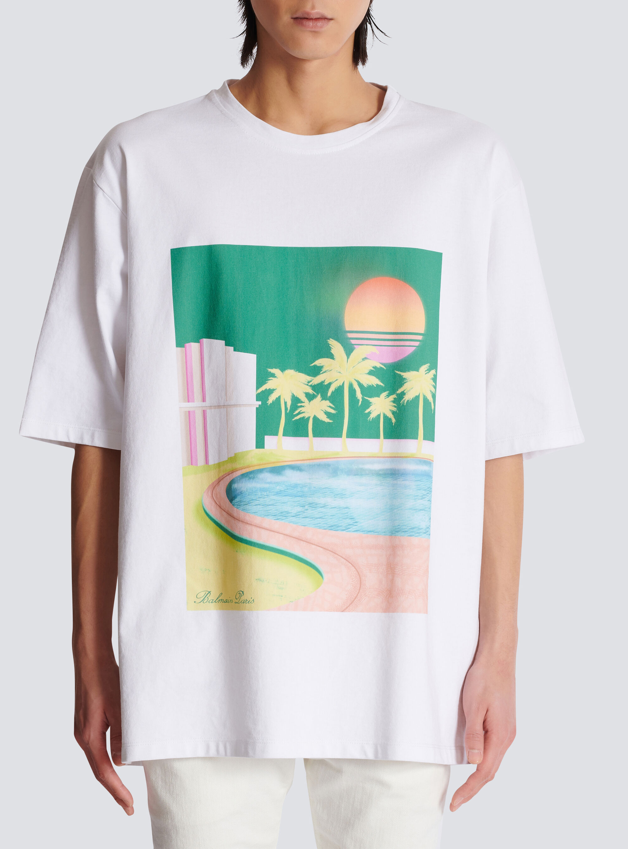 Balmain Graphic-print Cotton T-shirt In White